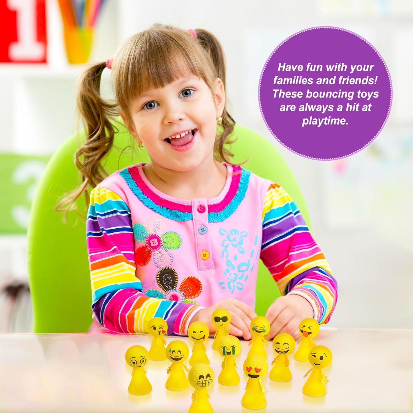 24 Pcs Jumping Emoticon Popper Toys Spring Launchers Party Favors for Kids Birthday Bulk Goodie Bag Stuffers Fillers School Prize for Kids Classroom Gift Bag Toys