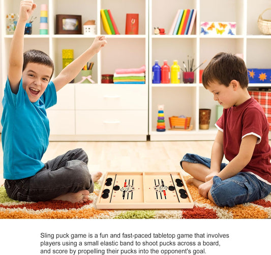 Fast Sling Puck Game, 14” Slingshot Desktop Battle Games, Table Top Hockey Games for Adults & Kids, Parties Board Game Desktop Interactive Ideal Gift for Family Game Night