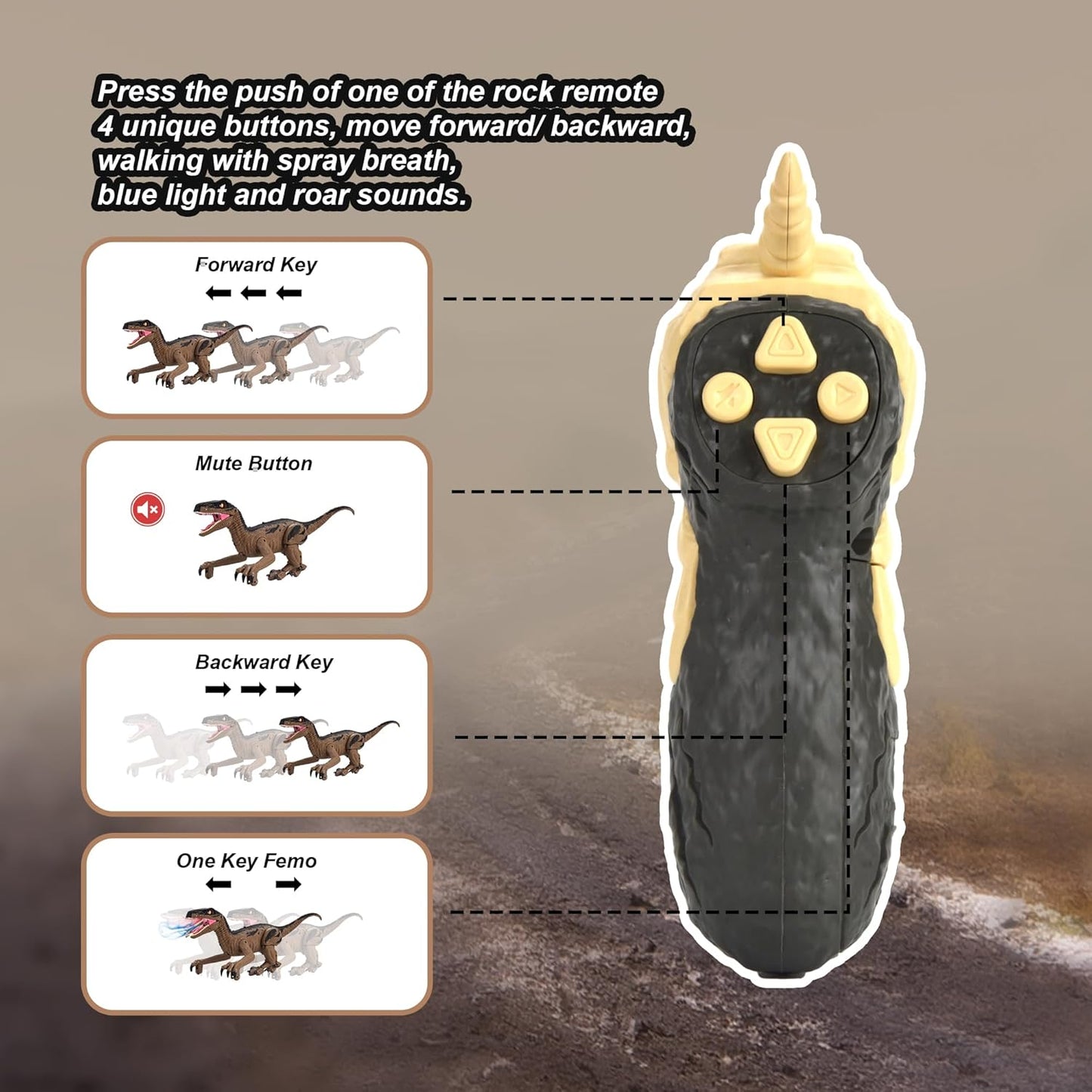 PowerTRC Remote Control Dinosaur for Boys 4-7, RC Dinosaur Toys for Kids 3-5 with Realistic Legs & Spray Stream, LED Light Chasing Dinosaur Toys for Kids 8-12 Birthday Gift