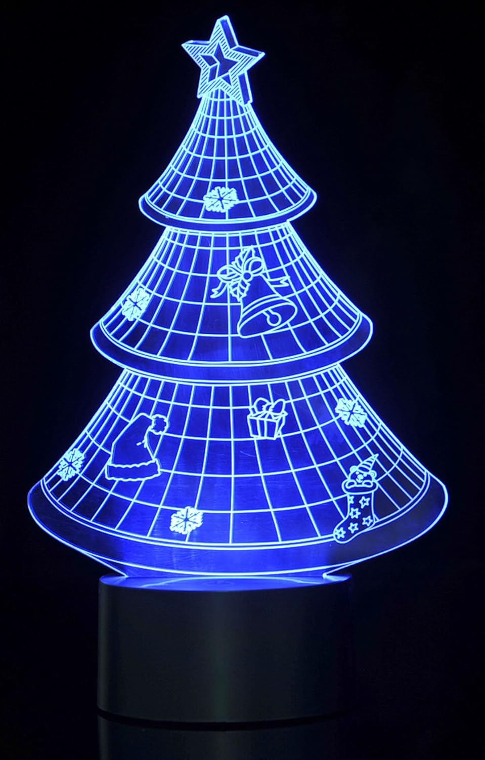 3D LED Night Light Optical Illusion Christmas Tree, Desk Table Lamp Color Change Multi Effects Functions | 7 Colors USB Powered Birthday & Party Gift