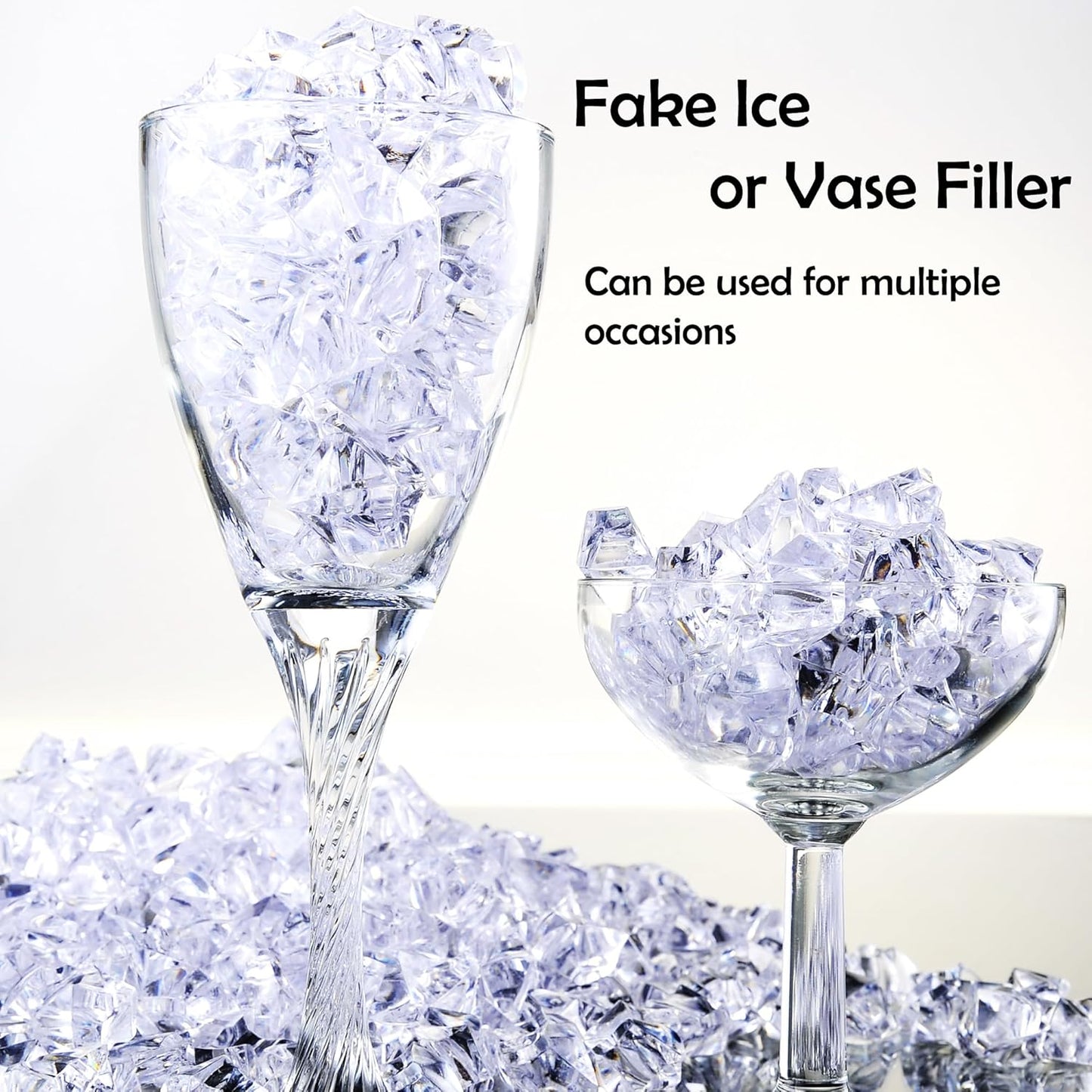 1 inches Fake Ice Cubes Stones, 530 Pcs 3 lb Vase Fillers for Centerpieces Table Decorations for Party Winter Decorative Rocks Home Decor Wedding Food Display