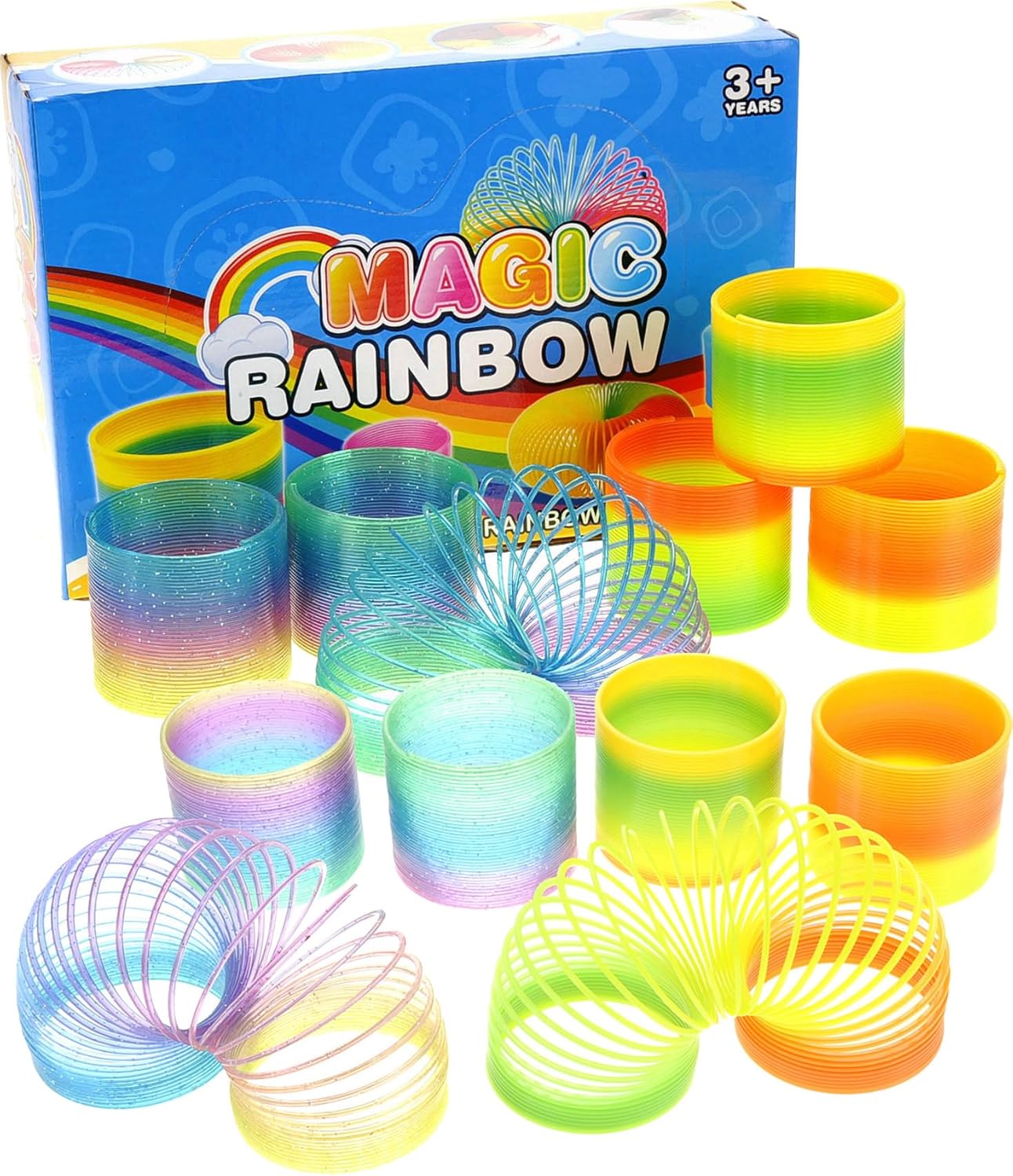 12 Pcs Slinky Toys for Kids Goodie Bag Stuffer Rainbow Slinky Party Favors Spring Toy Slinkies for Carnival Prize Classroom Exchange Gifts (2.5 inches)