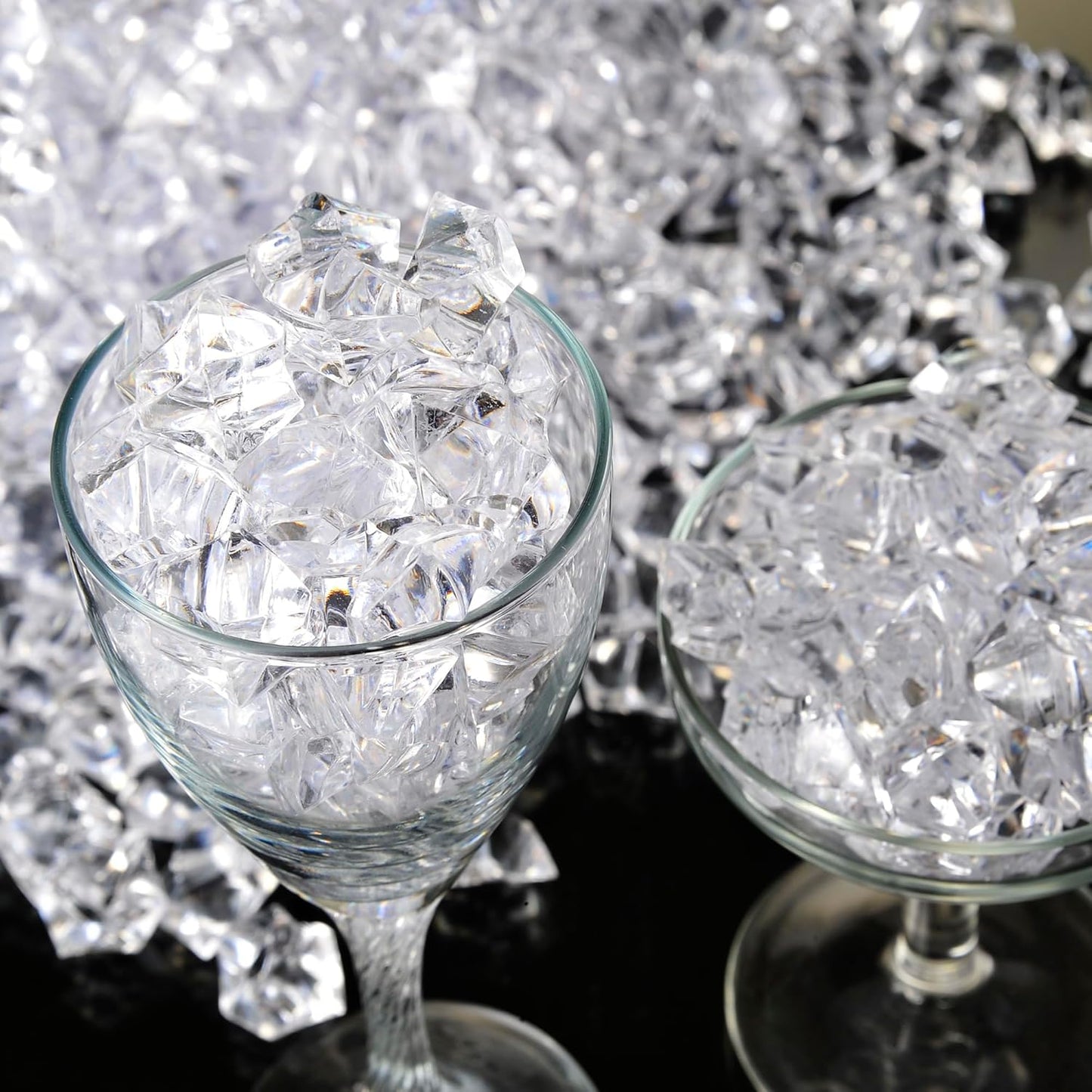 1 inches Fake Ice Cubes Stones, 530 Pcs 3 lb Vase Fillers for Centerpieces Table Decorations for Party Winter Decorative Rocks Home Decor Wedding Food Display