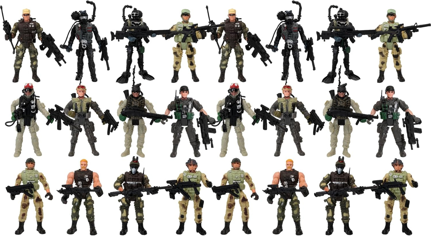 12 Pack Toy Soldiers Action Figures - US Army Men and Special Forces SWAT Team, Joint Movable with Military Weapons Accessories for Boys 8-12