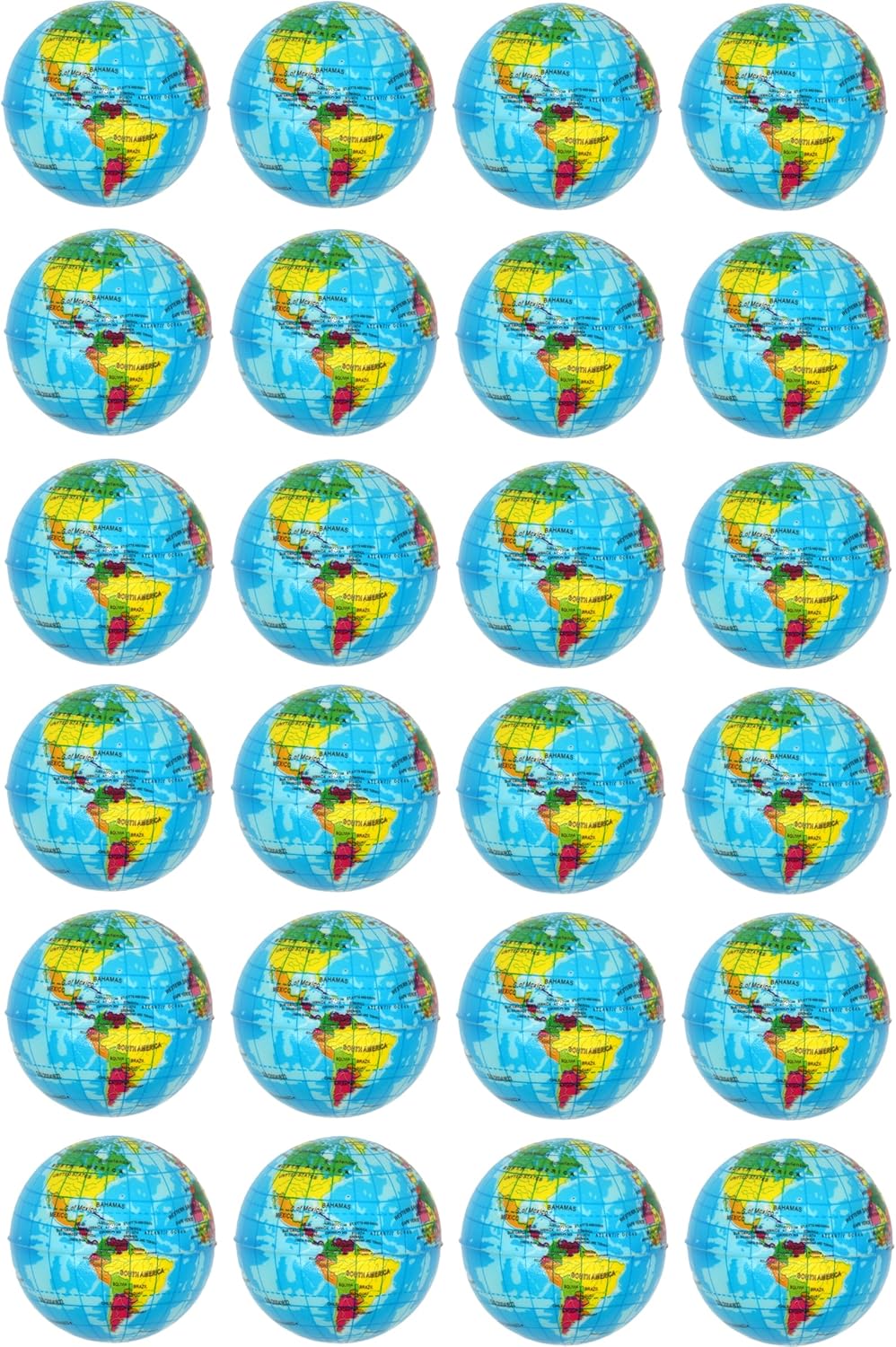 24 Pack Mini Soft Foam Earth Squeeze Balls Planet Theme | Stress Relief Bulk Party, Birthday, Classroom Favors, Rewards Toy Set for Kids (2.5”)