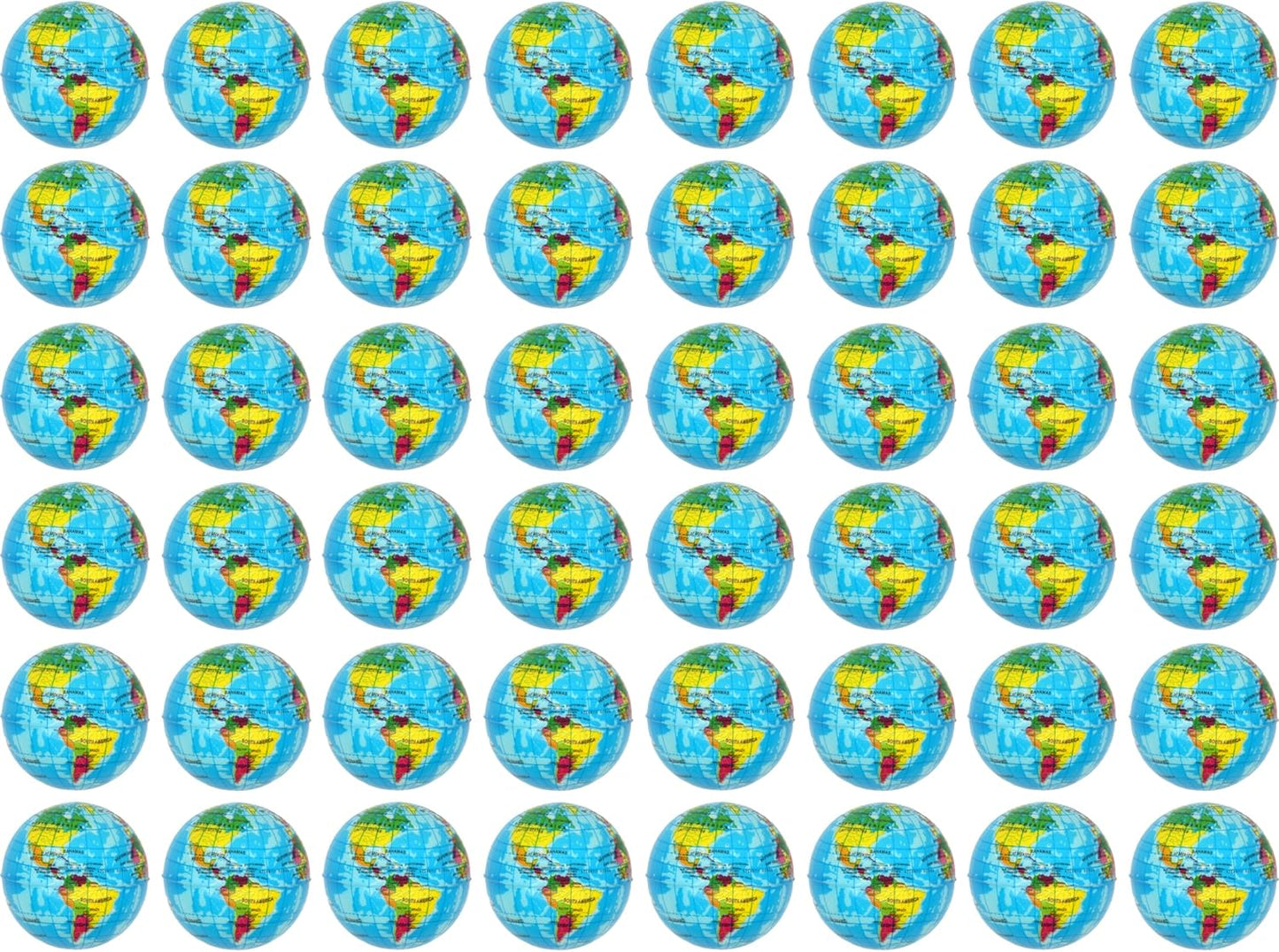 48 Pack Mini Squeeze Soft Foam Balls Planet Earth Theme | Stress Relief Bulk Party, Birthday, Classroom Favors, Rewards Toy Set for Kids (2.5”)