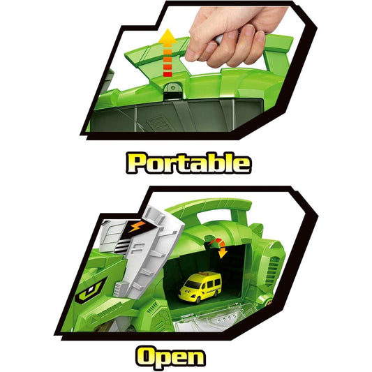 Dinosaur Storage Carrier with 6 Dinosaur Toys & 4 Vehicles | Portable Dinosaur Transporter Truck for Kids | Ideal Gift for Dinosaur Lovers | Safe & Durable Toys for Toddlers Ages 3-5