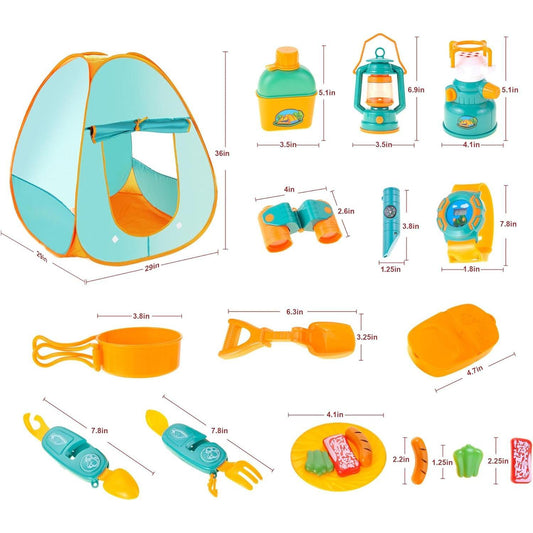 Kids Camping Set with Pop Up Tent, Kids Play Tent Toddler Toys, Toddler Outdoor Toys Camping Tools Set for Kids