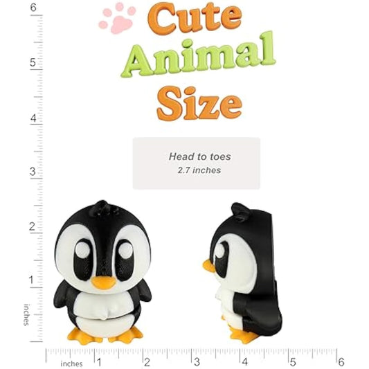 PowerTRC 3D Printed Articulated Penguin Fidget Toy 3 Pack – Flexible Cute Animal Desk Decor, Adult Fidget Collectible – 3D Printed in USA