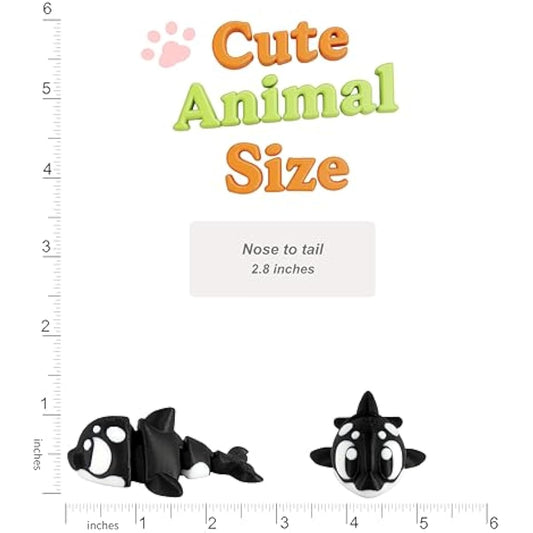 3D Printed Articulated Orca Killer Whale Fidget Toy 3 Pack – Flexible Cute Animal Desk Decor, Adult Collectible Figure – 3D Printed in USA