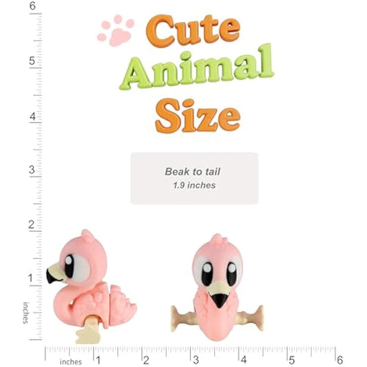 PowerTRC 3D Printed Articulated Flamingo Fidget Toy 3 Pack – Flexible Cute Animal Desk Decor, Adult Fidget Collectible – 3D Printed in USA