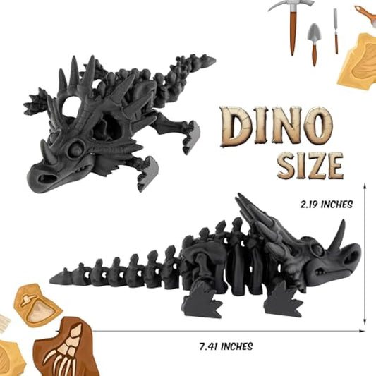 PowerTRC 3D Printed Skeleton Styracosaurus – Prehistoric Collectible Articulating Dinosaur 3D Figurine Desk Decoration for Teens and Adults, Made in USA