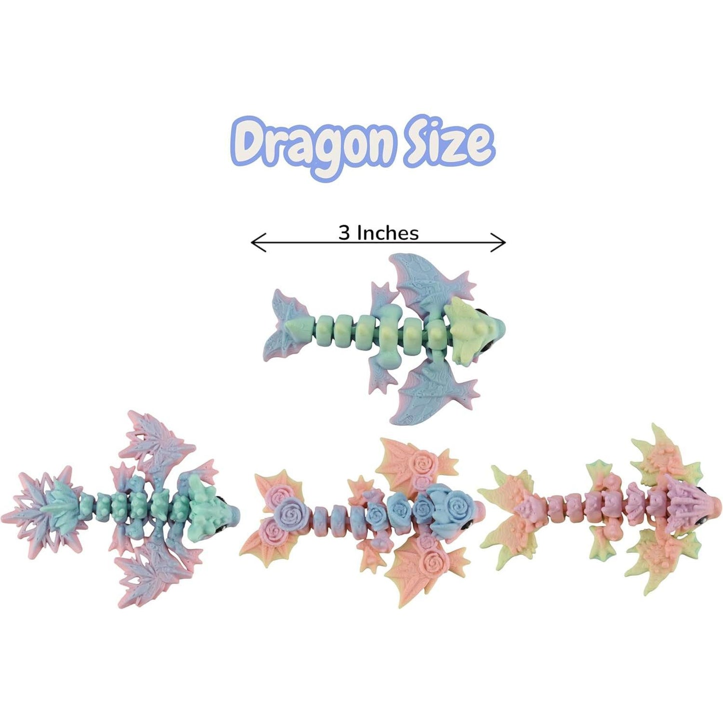PowerTRC 10 Pack 3D Printed Dragon Baby Wyverns – Matte Rainbow Articulated 3D Printed Dragon Party Favors, Gift Bags & Collectibles