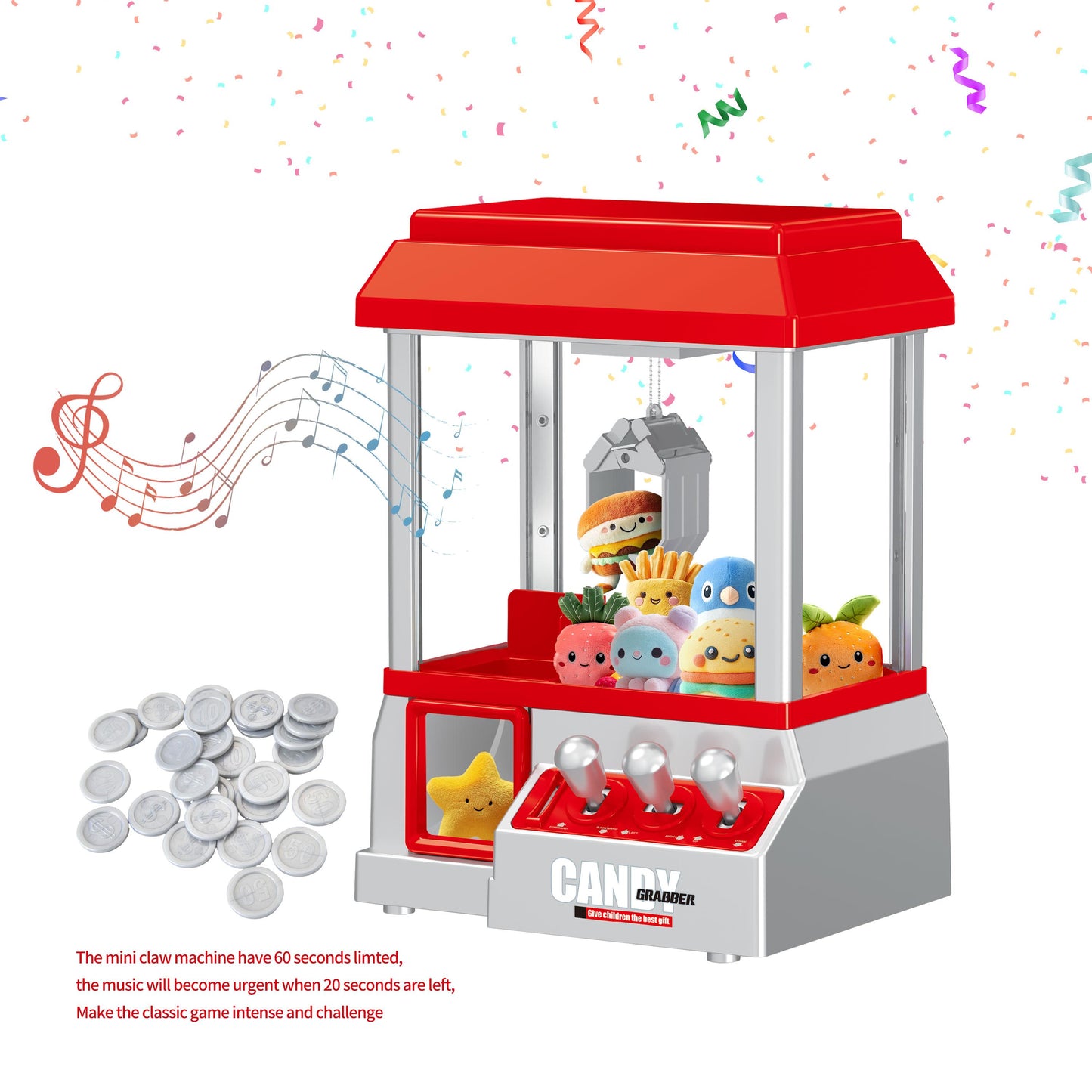 Claw Machine for Kids Toy Mini Claw Machine Candy Grabber Prize Dispenser Vending Machine Arcade Game Machines for Home Party Christmas Birthday Gifts Cool Girl Toys