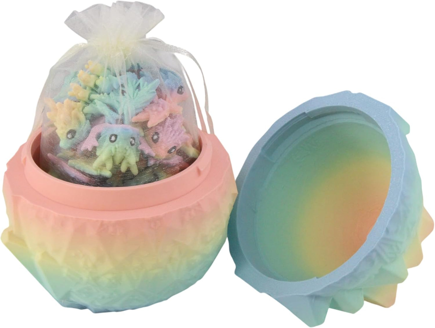 PowerTRC 10 Pack 3D Printed Dragon Baby Wyverns – Matte Rainbow Articulated 3D Printed Dragon Party Favors, Gift Bags & Collectibles