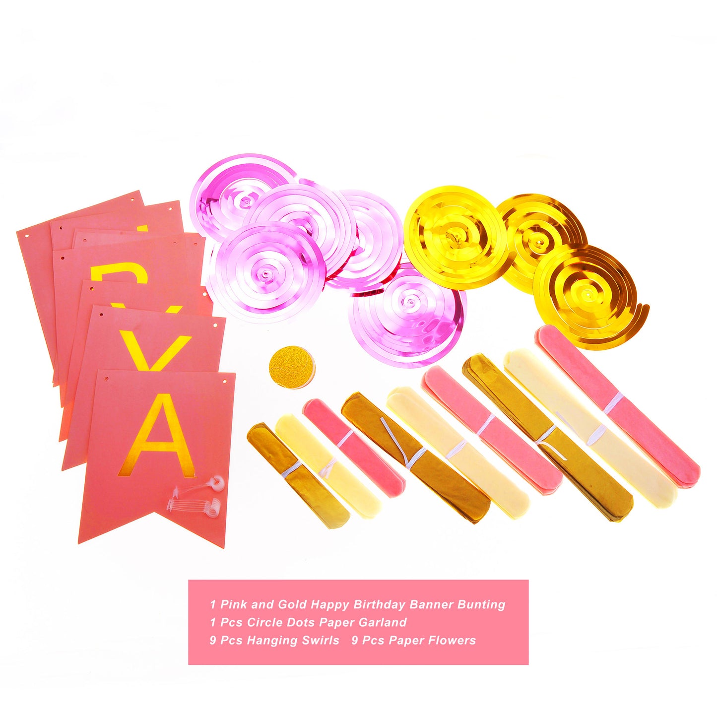 Birthday Party Paper Decorations (Pink Color)