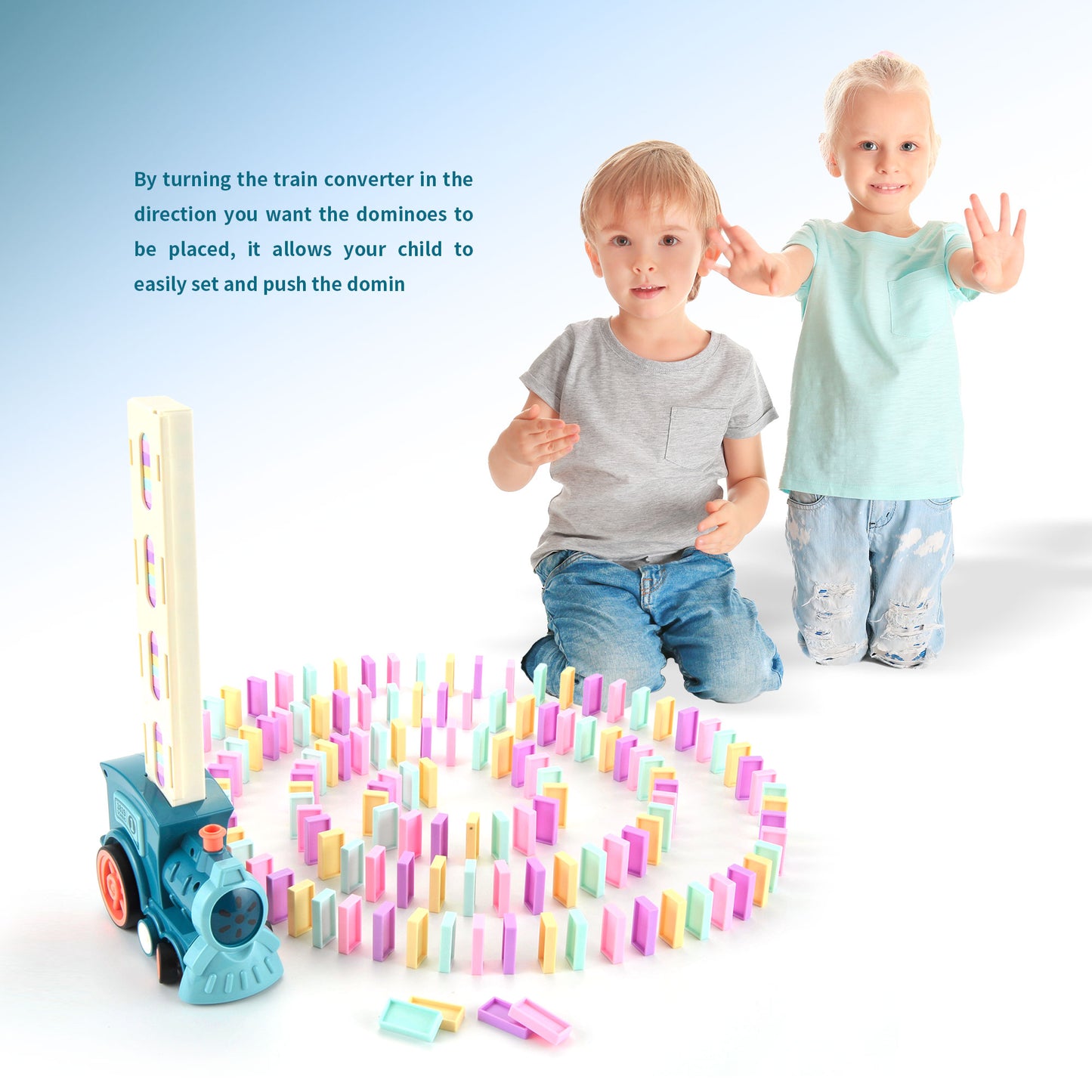 Automatic Stacking Domino Train Toy