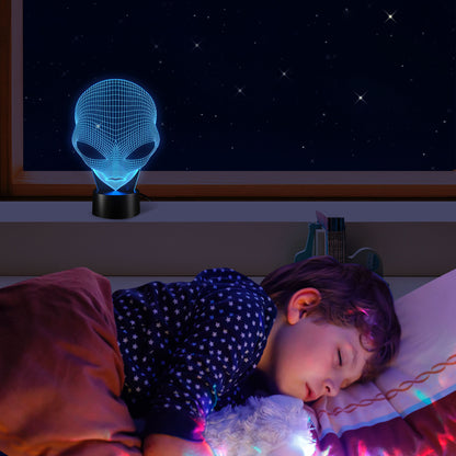 3D Illusion Grow LED Alien Shapes Lamp 7 Colors USB Power