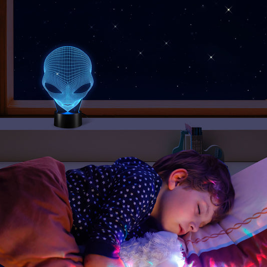 3D Illusion Grow LED Alien Shapes Lamp 7 Colors USB Power