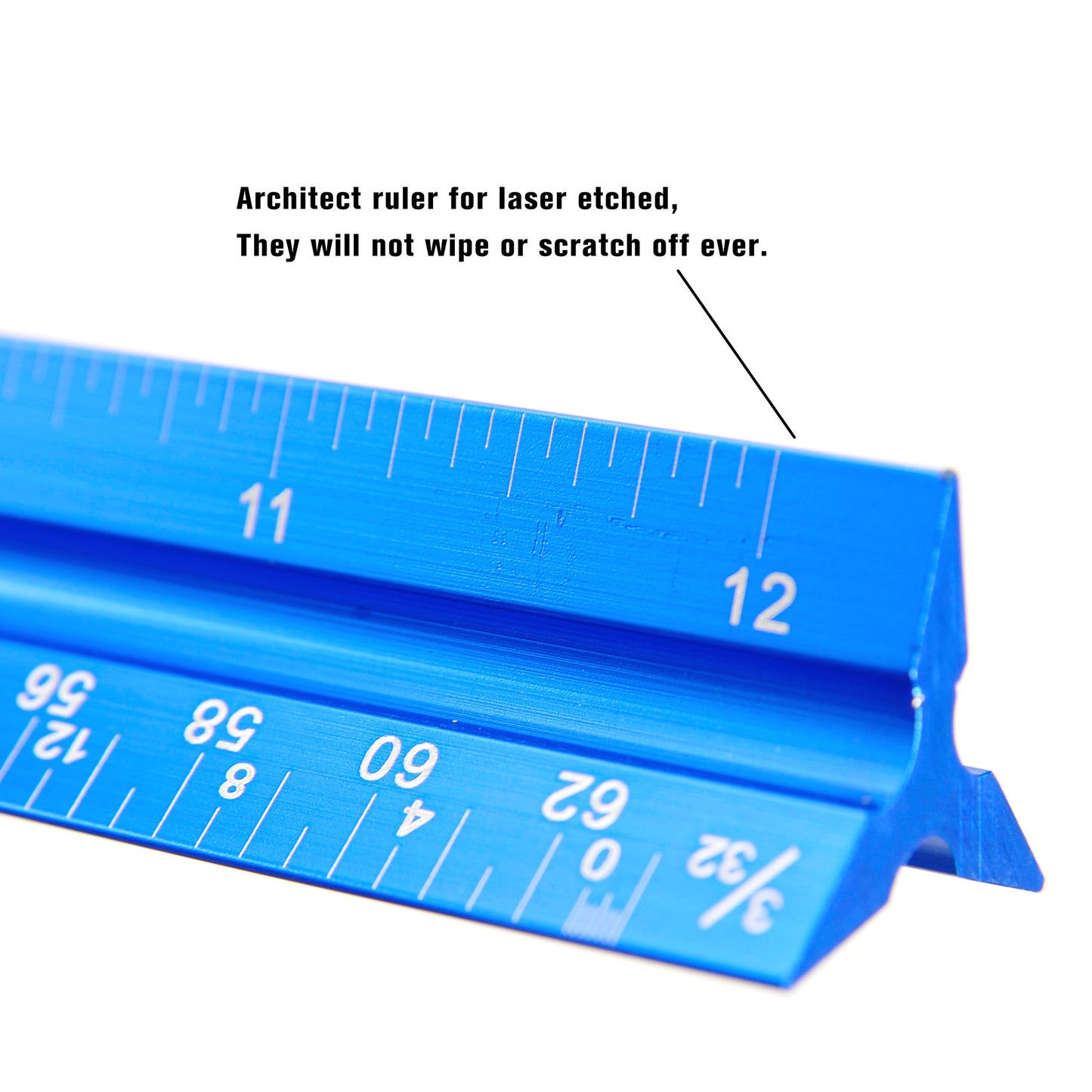 12" Architectural Scale Ruler Aluminum For Students & Engineers Blue