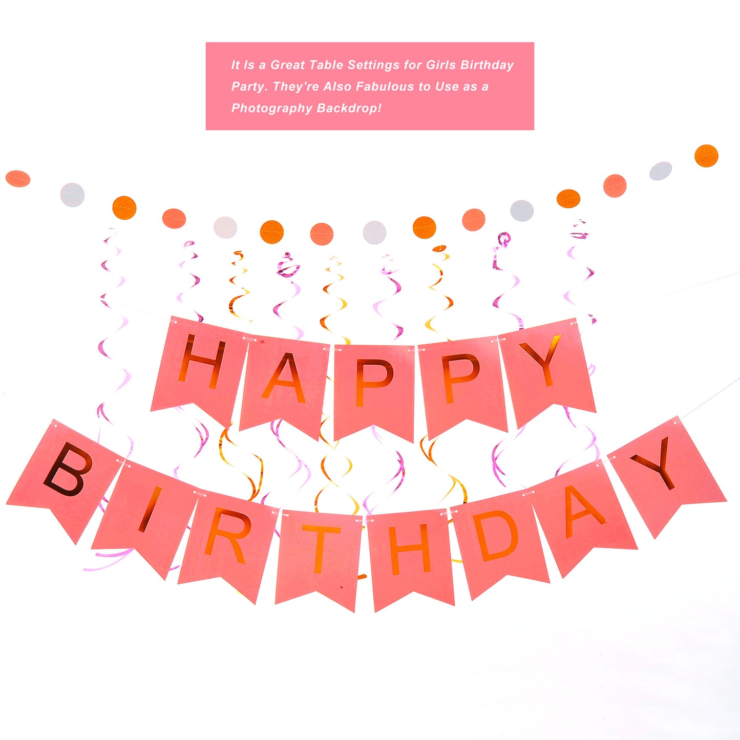 Birthday Party Paper Decorations (Pink Color)