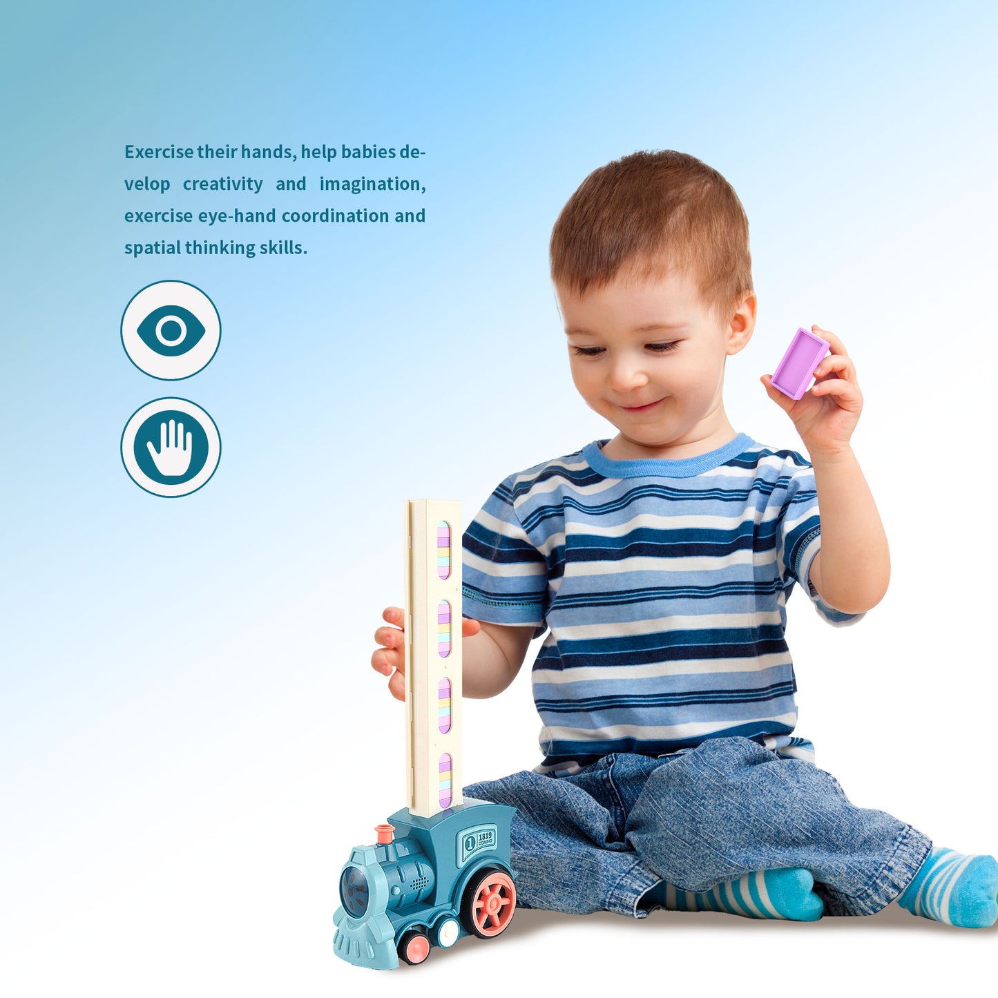 Automatic Stacking Domino Train Toy