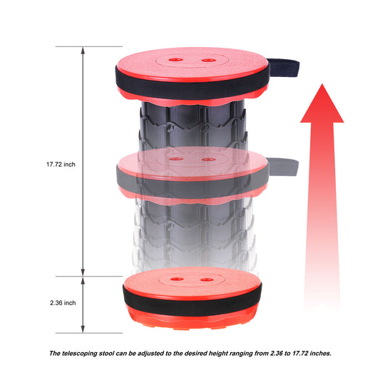 Retractable, Lightweight, Compact Folding Stool (Red)