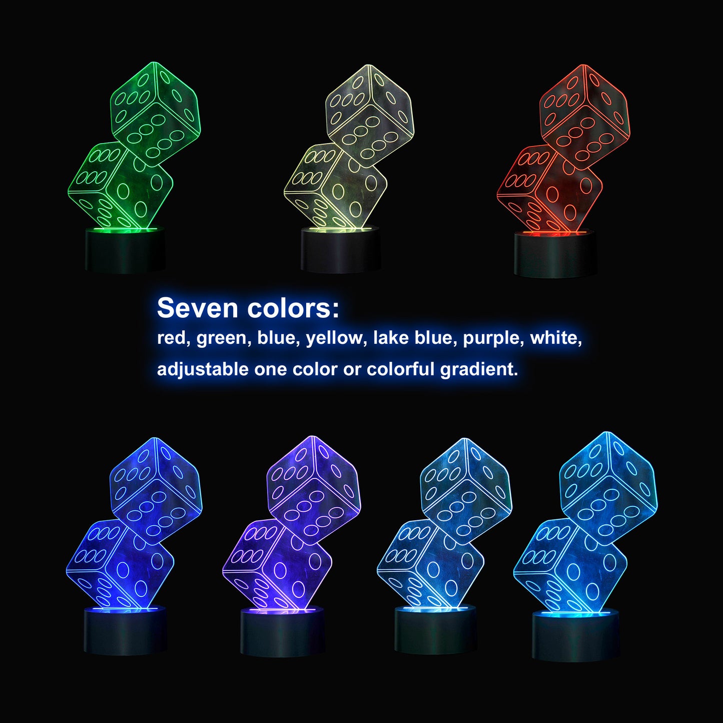 3D Dice Lighting Laser Cut Precision LED Lights