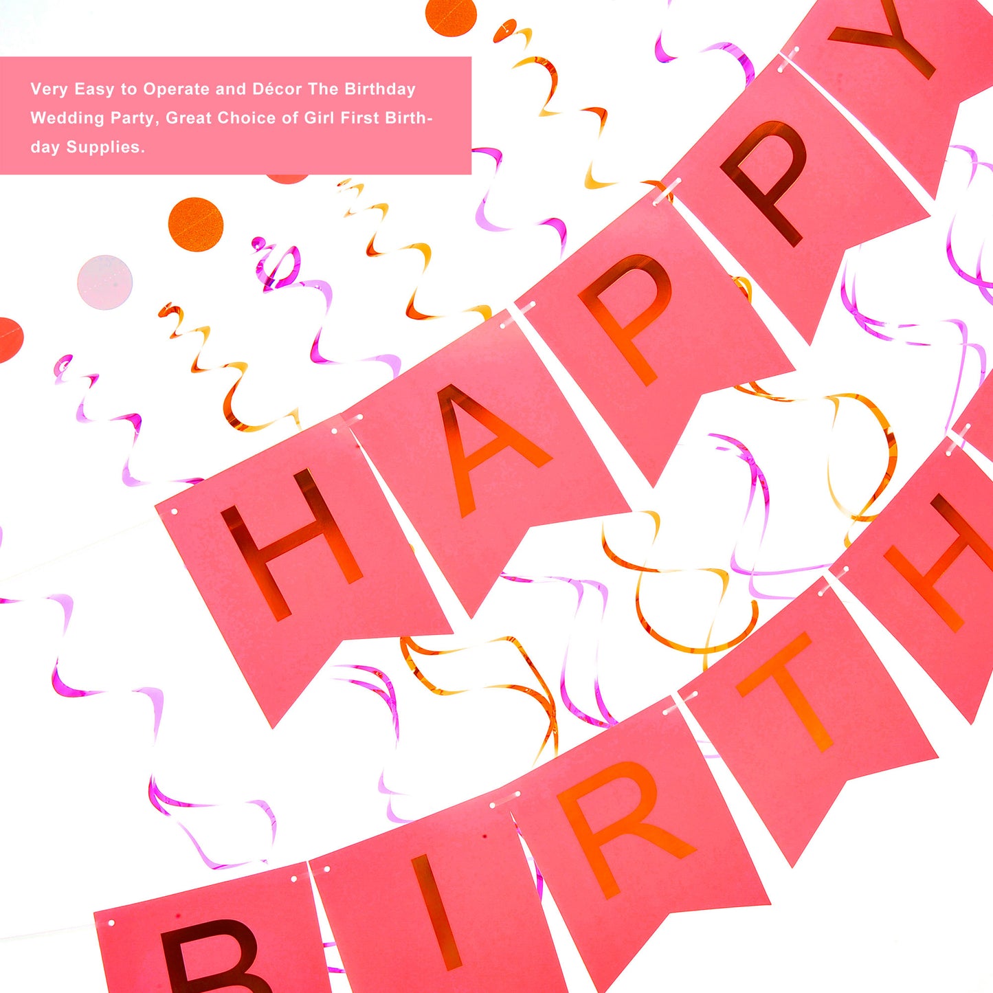 Birthday Party Paper Decorations (Pink Color)