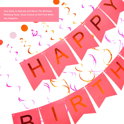 Birthday Party Paper Decorations (Pink Color)