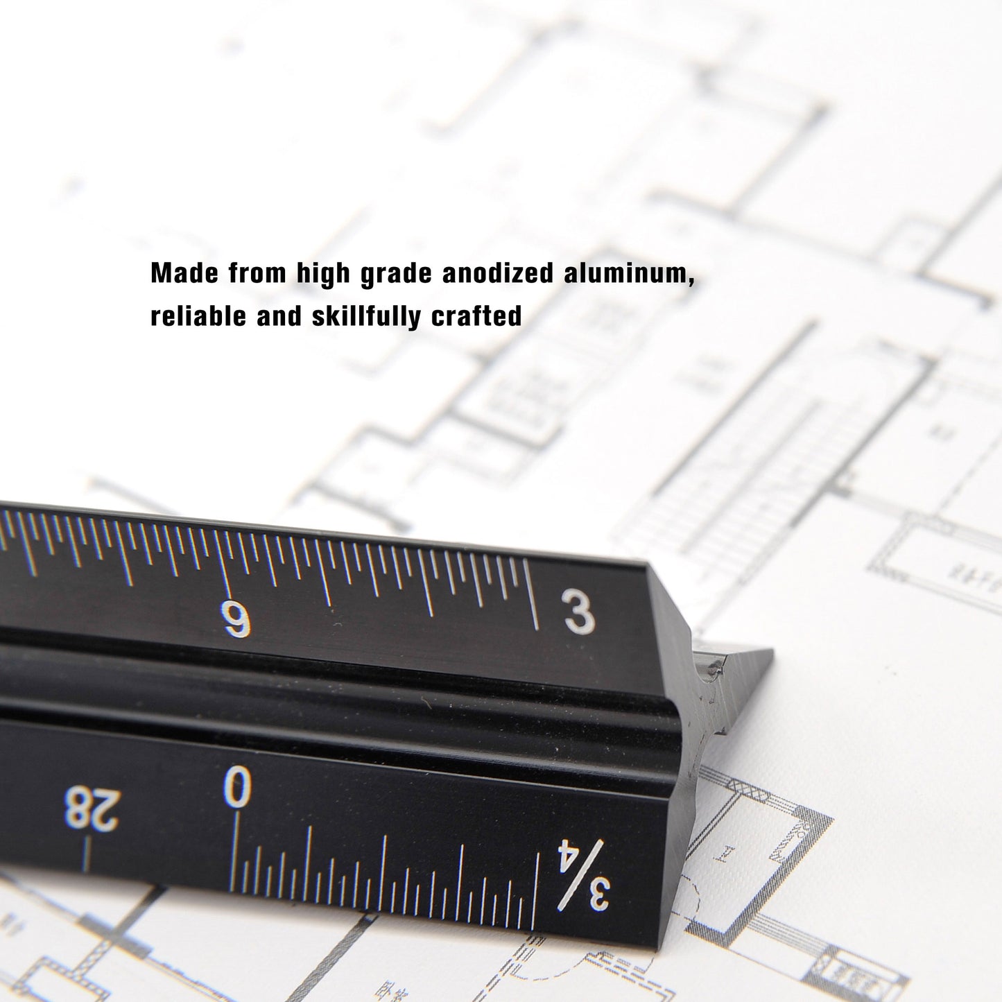 12" Architectural Scale Ruler Aluminum For Students & Engineers Black