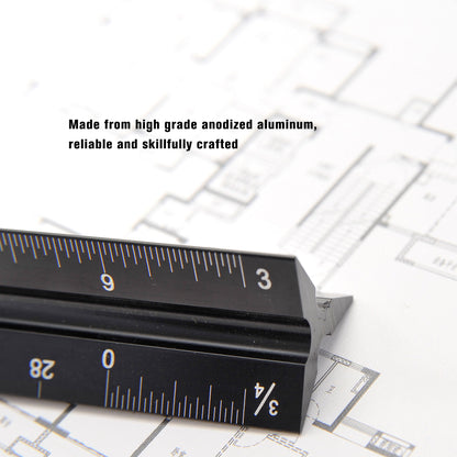 12" Architectural Scale Ruler Aluminum For Students & Engineers Black