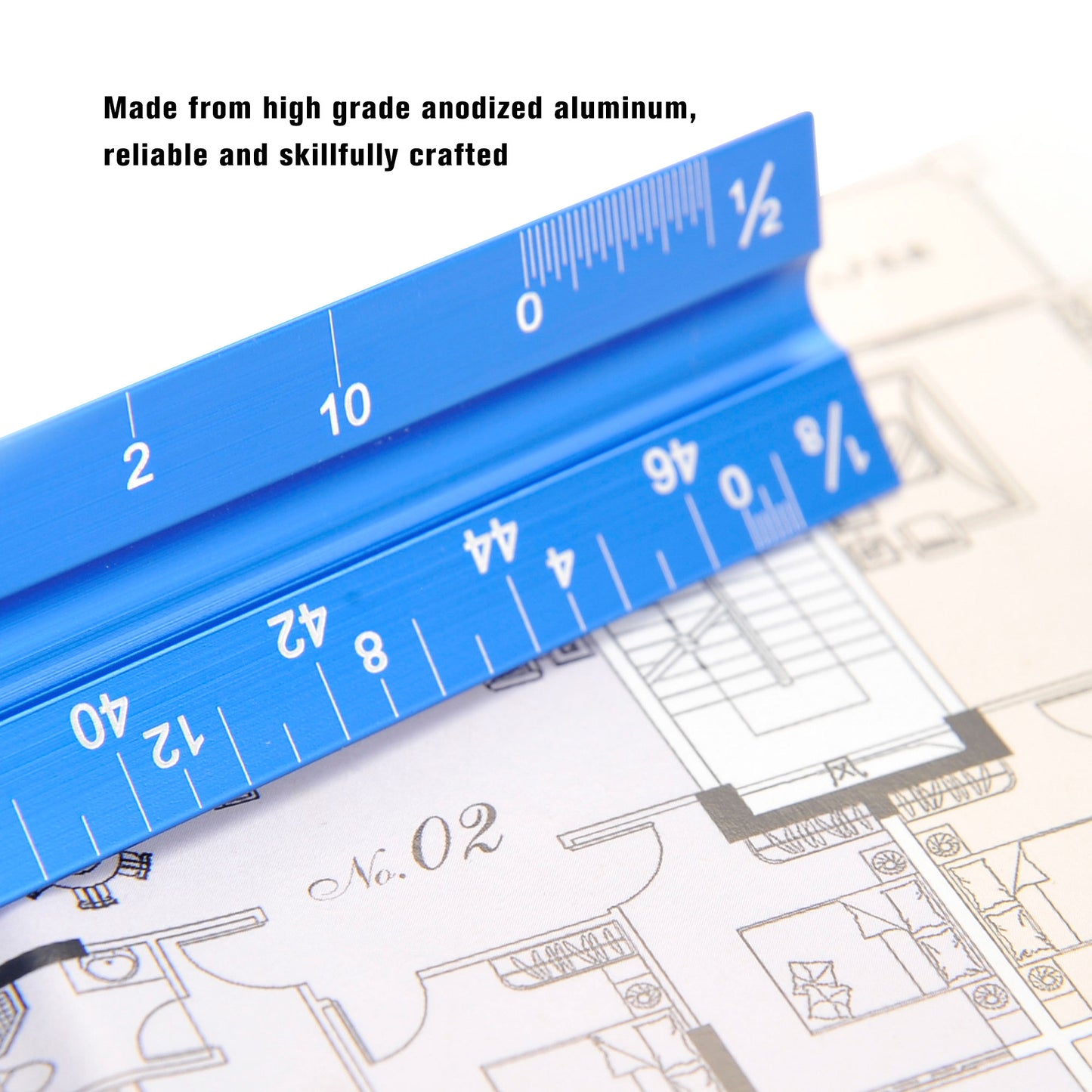 12" Architectural Scale Ruler Aluminum For Students & Engineers Blue
