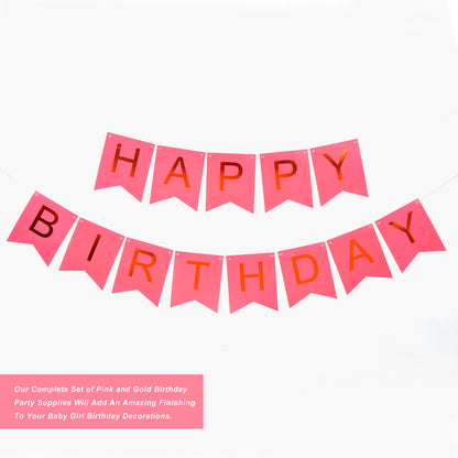 Birthday Party Paper Decorations (Pink Color)