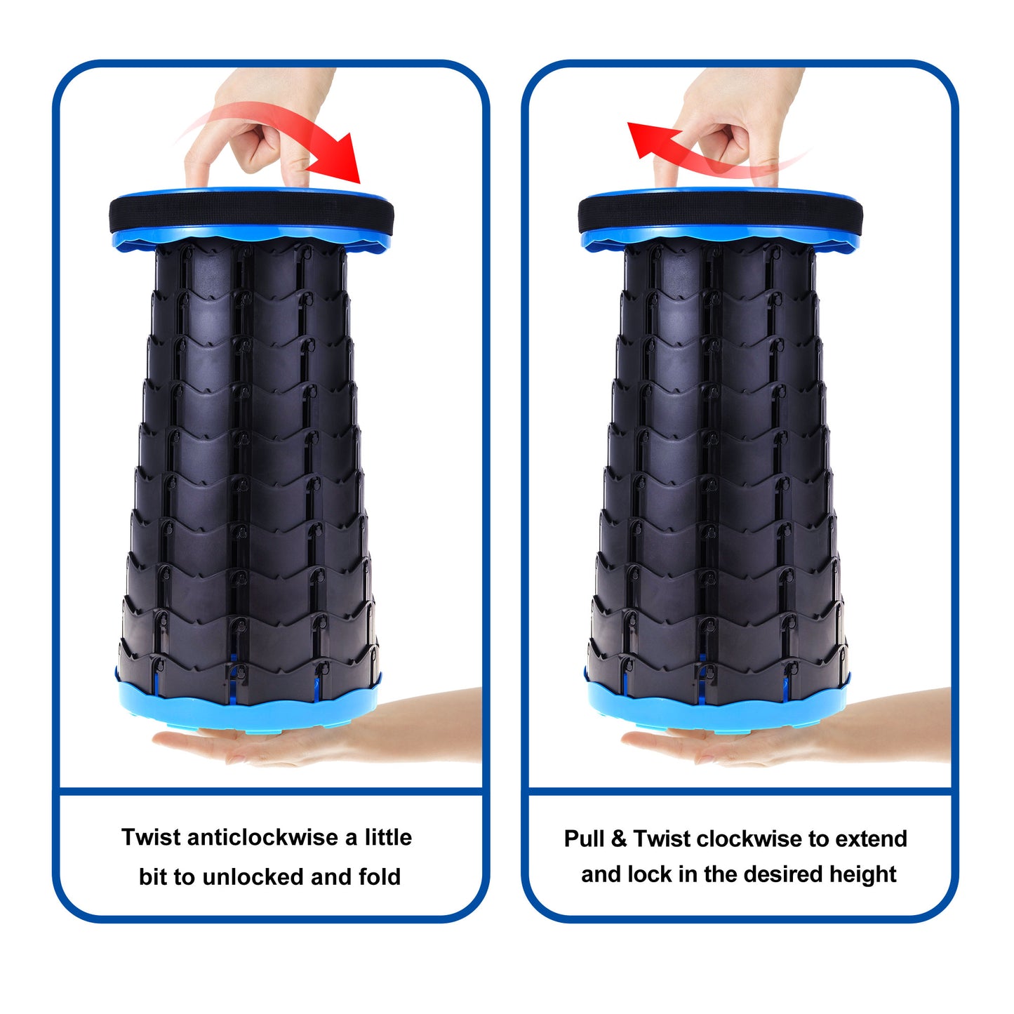 Retractable, Lightweight, Compact Folding Stool (Blue)