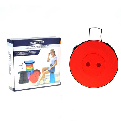 Retractable, Lightweight, Compact Folding Stool (Red)