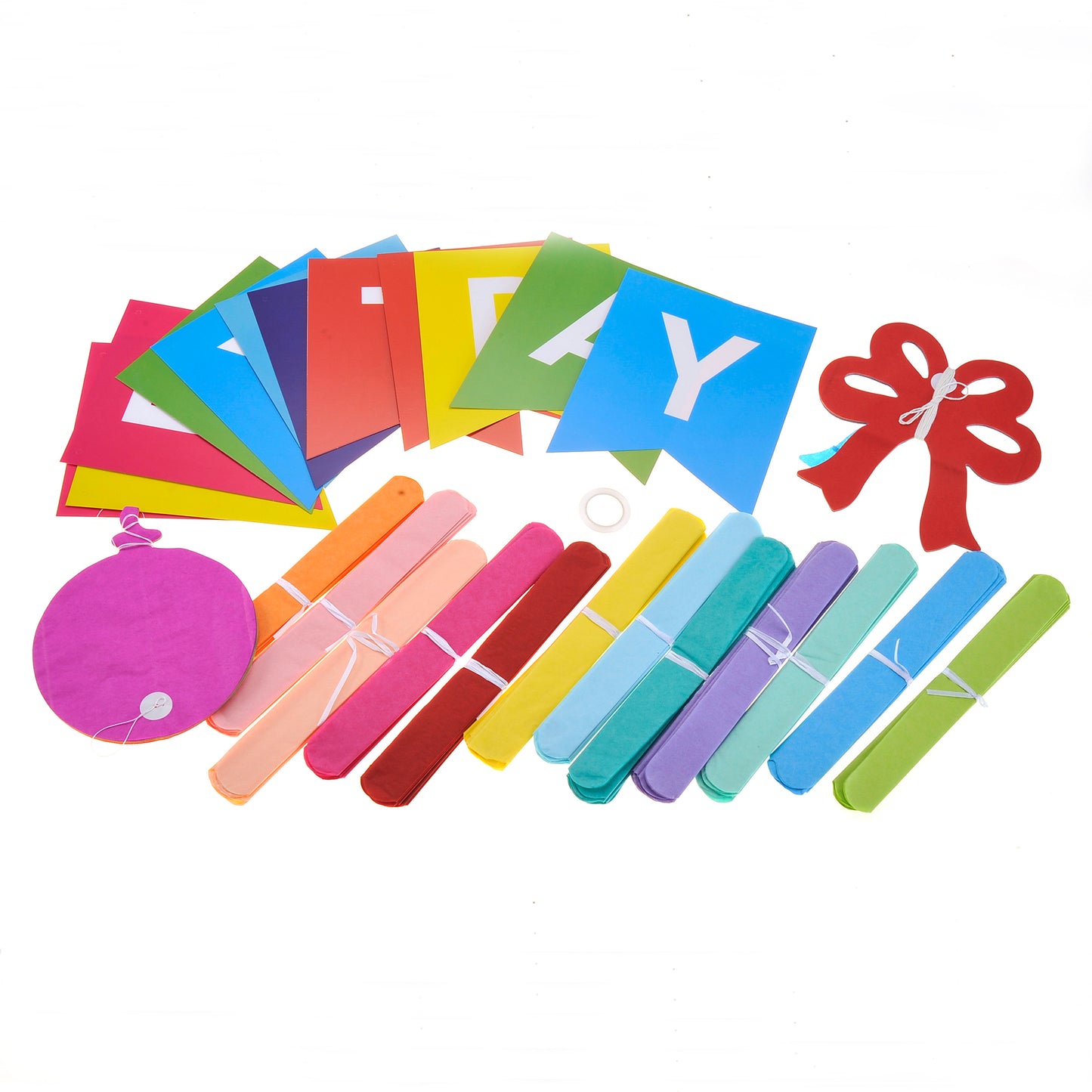Birthday Party Paper Decorations, 15 Pieces (Rainbow Color)