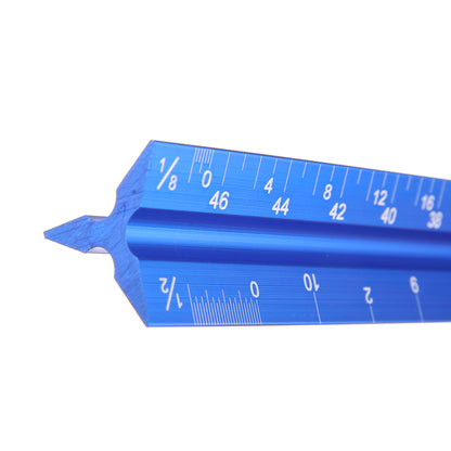 12" Architectural Scale Ruler Aluminum For Students & Engineers Blue