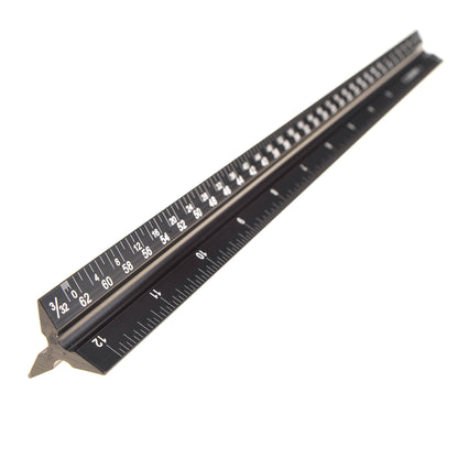 12" Architectural Scale Ruler Aluminum For Students & Engineers Black