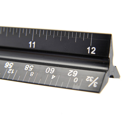 12" Architectural Scale Ruler Aluminum For Students & Engineers Black
