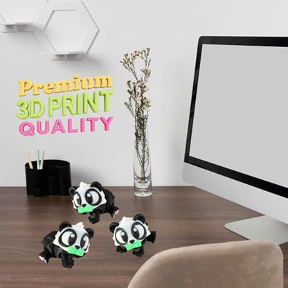 3D Printed Articulated Panda Fidget Toy 3 Pack – Flexible Cute Animal Desk Decor, Adult Stress Relief Collectible – 3D Printed in USA