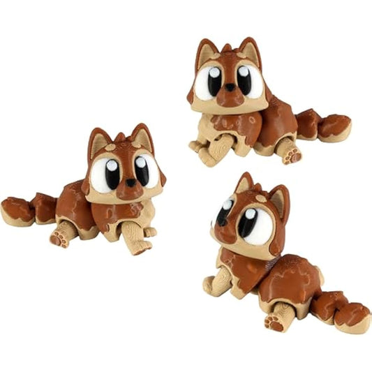 PowerTRC 3D Printed Articulated German Shepherd Fidget Toy 3 Pack – Flexible Cute Animal Desk Decor, Adult Stress Relief Collectible – 3D Printed in USA