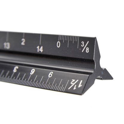 12" Architectural Scale Ruler Aluminum For Students & Engineers Black