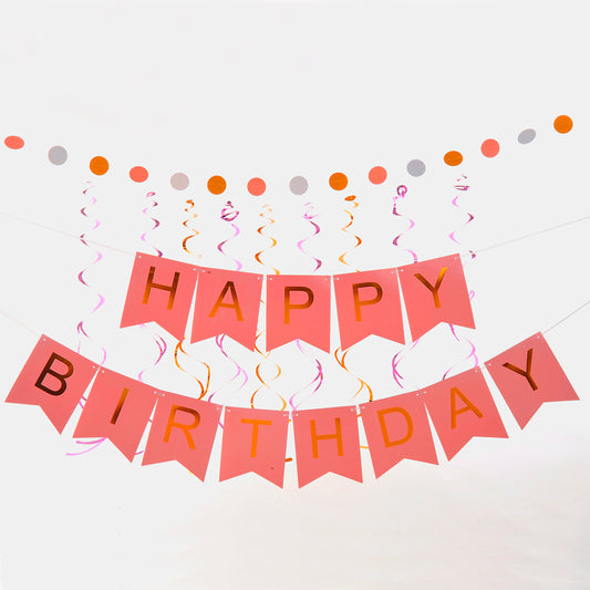 Birthday Party Paper Decorations (Pink Color)