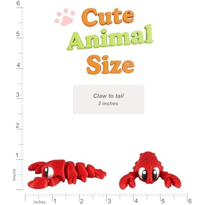 PowerTRC 3D Printed Articulated Lobster Fidget Toy 3 Pack – Flexible Cute Animal Desk Decor, Adult Fidget Collectible – 3D Printed in USA