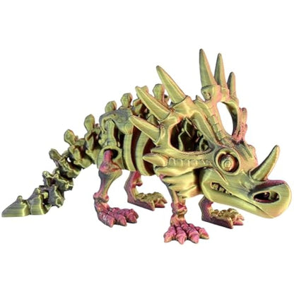 PowerTRC 3D Printed Skeleton Styracosaurus – Prehistoric Collectible Articulating Dinosaur 3D Figurine Desk Decoration for Teens and Adults, Made in USA