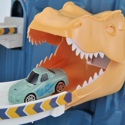 Toy Car Ramp Track Dinosaur Climbing Hills Railcar Colorful Vehicles Construction Play Set with 12 Mini Racer Cars and Track for Preschool Gifts Kids Ages 3 Years and Older (Dinosaur Hill)