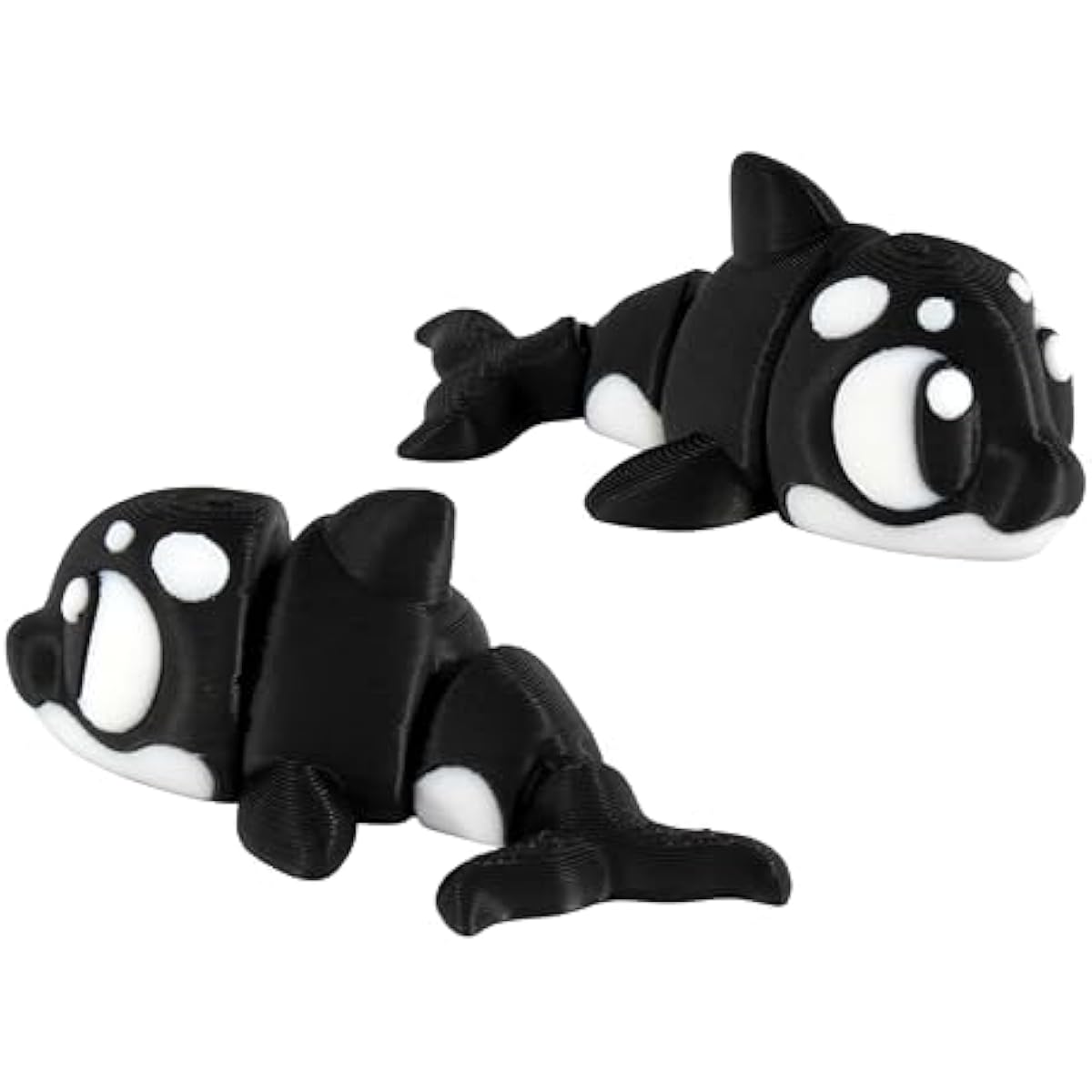3D Printed Articulated Orca Killer Whale Fidget Toy 3 Pack – Flexible Cute Animal Desk Decor, Adult Collectible Figure – 3D Printed in USA