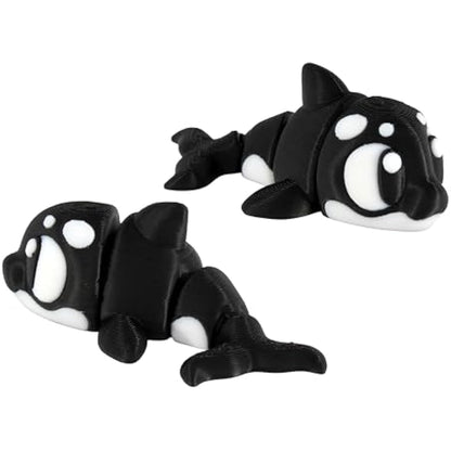 3D Printed Articulated Orca Killer Whale Fidget Toy 3 Pack – Flexible Cute Animal Desk Decor, Adult Collectible Figure – 3D Printed in USA