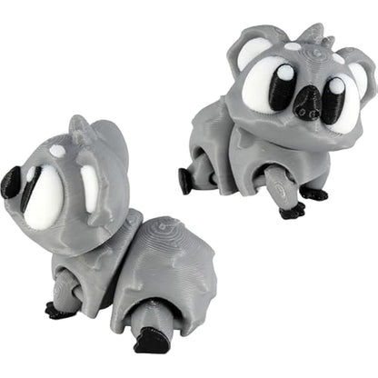 PowerTRC 3D Printed Articulated Koala Fidget Toy 3 Pack – Flexible Cute Animal Desk Decor, Adult Fidget Collectible – 3D Printed in USA